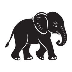 Fototapeta premium Black silhouette of an African elephant with tusks in side view vector illustration