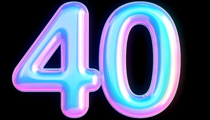 3D iridescent number forty