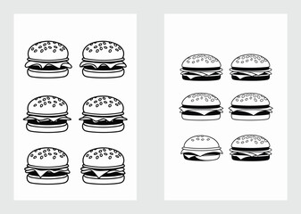 Gourmet burger vector illustration collection for creative restaurant and fast food menu