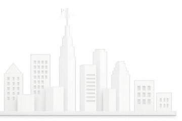 White 3d buildings forming a cityscape on a transparent background, ideal for urban development or architectural projects