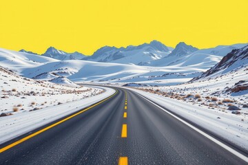 Fototapeta premium A surreal street or path image, emphasizing bright lime tones and vibrant whites to create a confident and cheerful feeling.
