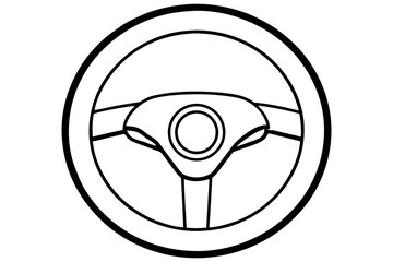 car steering wheel line art vector, steering wheel outline symbol