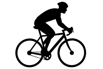 Obraz premium man riding a bicycle silhouette vector, cyclist black symbol