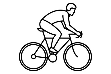 man riding a bicycle outline vector, cyclist line art