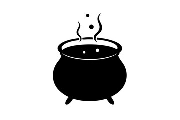 witch cauldron poison brew black silhouette vector illustration, halloween vector