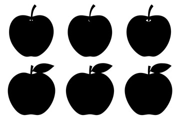 apple silhouette set, apple black symbol
