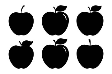 apple silhouette set, apple black symbol