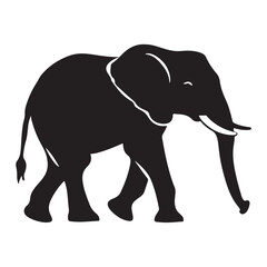 Fototapeta premium Black silhouette of an African elephant with tusks in side view vector illustration