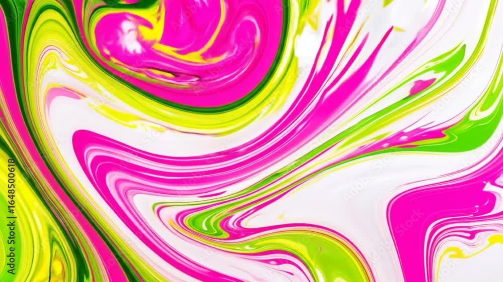 Aufkleber dynamic abstract background of pink green yellow and white fluid art with swirling patterns creating