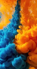 Intriguing dance of contrasting hues, ethereal color blends offering a mesmerizing visual harmony