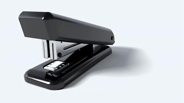 Black stapler in modern design on light background  
