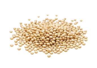 Fototapeta premium A pile of raw quinoa seeds isolated on a transparent background, showcasing its texture and natural appearance as a healthy superfood ingredient