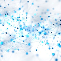 Abstract network of interconnected points and lines in shades of blue and white