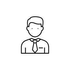 Simple Line Art Icon of a Businessman Wearing a Tie.