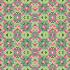 Mandala Intricate seamless pattern with floral and geometric elements. The design features large...