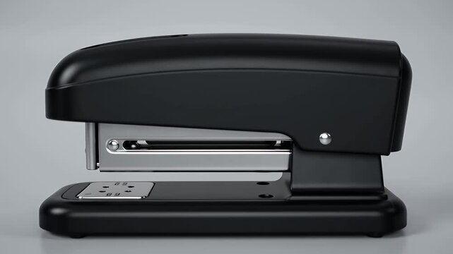 Black stapler on grey background in modern minimal style  