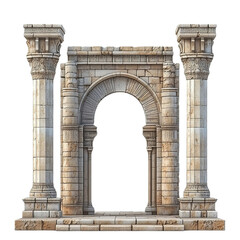 Obraz premium 3D front view illustration of the Citadel of Amman Jordan monument isolated on a white transparent background