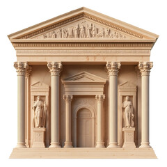 Fototapeta premium 3D front view illustration of the Jordan Archaeological Museum Jordan monument isolated on a white transparent background
