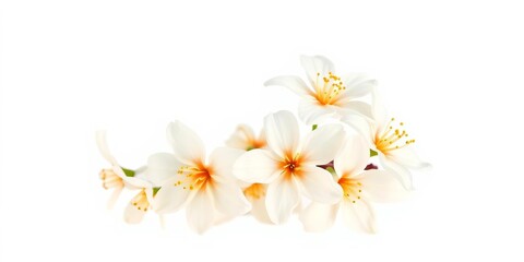 Fototapeta premium Delicate white orange blossoms isolated on pure white background, macro photography, plant