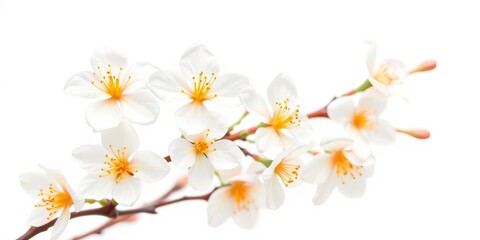 Obraz premium Delicate white orange blossoms isolated on pure white background, white flower, high resolution