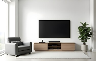 Elegant Modern Living Space Featuring Mounted Television