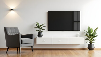 Elegant Modern Living Space Featuring Mounted Television