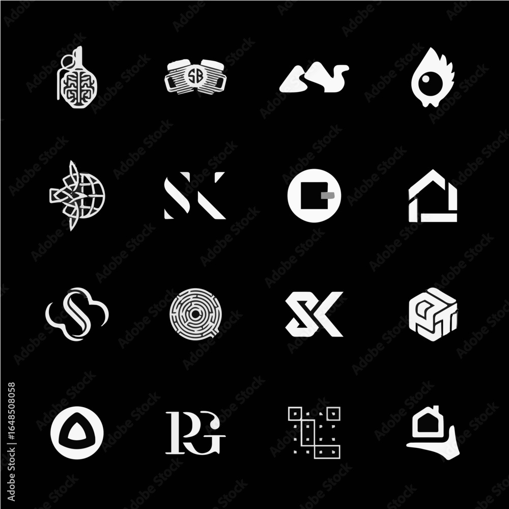 Aufkleber modern minimalist icons collection for branding and digital design projects seeking unique visual id