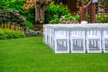 What chairs setup in park for wedding ceremony