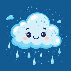 Rain Cloud Cartoon Vector Illustration for Weather Forecast and Kids Design, vector style simple color