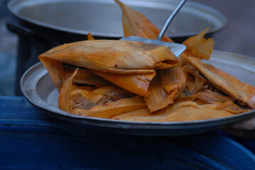 Spicy chicken tamales, traditional Mexican cuisine