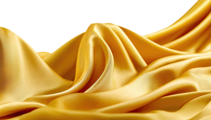 Golden silk fabric drapes in soft folds