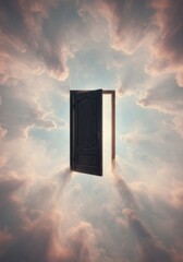 The portal to ethereal realms: A symbolic journey through clouds and light beyond