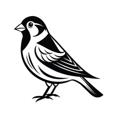 Elegant brambling bird illustration with intricate decorative wing details isolated on white background