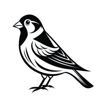 Elegant brambling bird illustration with intricate decorative wing details isolated on white background