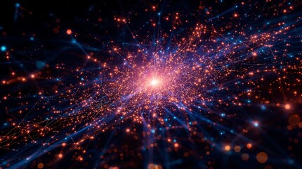 Obraz premium Dynamic digital data network with glowing connections and bright energy for modern technology