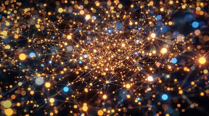 Dynamic network connections with glowing lights representing data flow and digital innovation