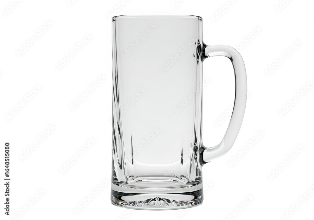 Poster clear empty beer mug with handle isolated on transparent background