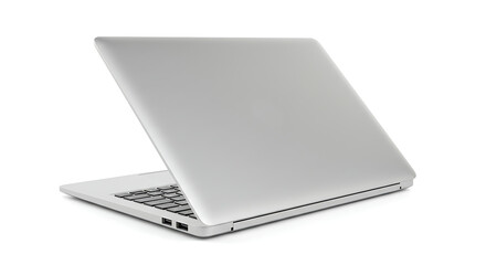 Sleek Aluminum Laptop Isolated on White Background, Ideal for Modern Workspace Mockups and Technology Demonstrations, showcasing minimalist and contemporary design
