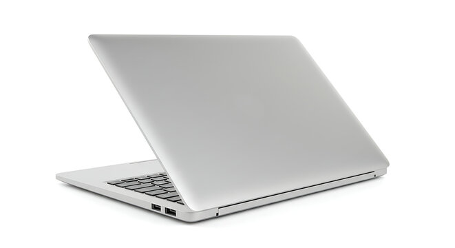 Sleek Aluminum Laptop Isolated on White Background, Ideal for Modern Workspace Mockups and Technology Demonstrations, showcasing minimalist and contemporary design