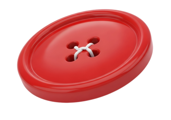 Close-up of a Large Red Button with a White Thread Loop on a Black Background