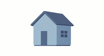 Obraz premium A simple, stylized 3D illustration of a small blue house with a gabled roof.