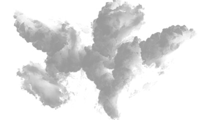White gray black smoke vapor cloud shape transparent PNG, isolated background cutout. Misty effect,