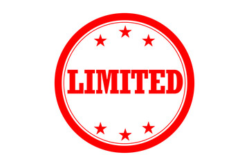 LIMITED - LIMITED text written on Red Rubber Stamp 
