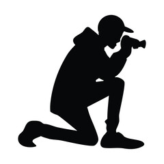 Photographer Silhouette Vector – Person Holding Camera and Taking Photo
