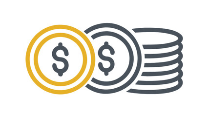 Gold and silver coins graphic for finance investment money saving and business economic financial growth concept