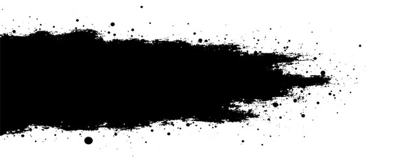 Vector grunge brush stroke with ink drops background