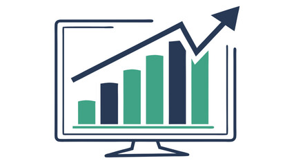 Growth chart analysis on computer screen for business success and financial market performance data analysis