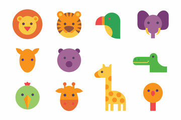 A stylish wildlife icon collection perfect for safari tour companies, eco fashion labels, and adventure sports branding.