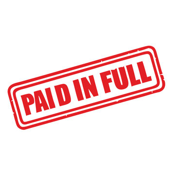 Red rectangular stamp with white text paid in full vector