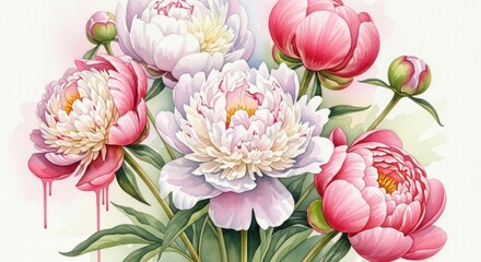 Watercolor Peonies: A Delicate Bloom